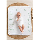 Paturica moale, Bubaba, My first year, Din bumbac, 70x90 cm, Pentru momente memorabile, Imprimeu cu luni, saptamani si zile, 0 luni+, Mint/White