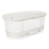 Patut balansoar, Lionelo, Coral, Cu landou ergonomic detasabil, Functie de balansare integrata, Functie de cantar, Sunete si cantece de leagan, Cu roti, Panou tactil sau telecomanda, 0-9 kg, EN 1130:2019+AC:2020,EN 16890:2017+A1:2021, Alb