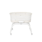 Patut balansoar, Lionelo, Coral, Cu landou ergonomic detasabil, Functie de balansare integrata, Functie de cantar, Sunete si cantece de leagan, Cu roti, Panou tactil sau telecomanda, 0-9 kg, EN 1130:2019+AC:2020,EN 16890:2017+A1:2021, Alb