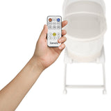 Patut balansoar, Lionelo, Coral, Cu landou ergonomic detasabil, Functie de balansare integrata, Functie de cantar, Sunete si cantece de leagan, Cu roti, Panou tactil sau telecomanda, 0-9 kg, EN 1130:2019+AC:2020,EN 16890:2017+A1:2021, Alb