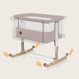 Patut co-sleeper, Lionelo, Aurora, 3 in 1, Cu leganare si setare unghiulara, Cu saltea, 0 luni+, Certificari EN 1130:2019+AC:2020, EN 16890:2, Bej