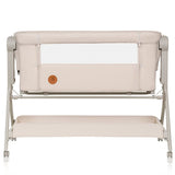 Patut co-sleeper, Lionelo, Leonie Plus, Pliabil, Cu sistem de leganare, Cu setare unghiulara, Reglabil in 6 pozitii pe inaltime, Conform cu standardele europeane de securitate EN1130 si EN16890, Bej