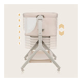 Patut co-sleeper, Lionelo, Leonie Plus, Pliabil, Cu sistem de leganare, Cu setare unghiulara, Reglabil in 6 pozitii pe inaltime, Conform cu standardele europeane de securitate EN1130 si EN16890, Bej