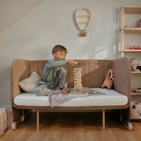 Patut co-sleeper, Lionelo, Thomi Plus, 5 in 1, Multifunctional, Sustine pana la 9 kg ca patut, 15 kg tarc de joaca, 100 kg canapea, Inaltime reglabila in 7 pozitii, De la nastere pana la 4 ani, Cu 2 saltele din spuma T25, 94x70x77-93,5 cm, Bej