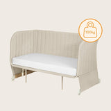 Patut co-sleeper, Lionelo, Thomi Plus, 5 in 1, Multifunctional, Sustine pana la 9 kg ca patut, 15 kg tarc de joaca, 100 kg canapea, Inaltime reglabila in 7 pozitii, De la nastere pana la 4 ani, Cu 2 saltele din spuma T25, 94x70x77-93,5 cm, Bej