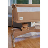 Patut co-sleeper, Lionelo, Thomi Plus, 5 in 1, Multifunctional, Sustine pana la 9 kg ca patut, 15 kg tarc de joaca, 100 kg canapea, Inaltime reglabila in 7 pozitii, De la nastere pana la 4 ani, Cu 2 saltele din spuma T25, 94x70x77-93,5 cm, Maro