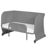 Patut co-sleeper, Lionelo, Thomi Plus, 5 in 1, Multifunctional, Sustine pana la 9 kg ca patut, 15 kg tarc de joaca, 100 kg canapea, Inaltime reglabila in 7 pozitii, De la nastere pana la 4 ani, Cu 2 saltele din spuma T25, 94x70x77-93,5 cm, Gri