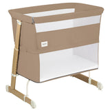 Patut co-sleeper, Lionelo, Thomi Plus, 5 in 1, Multifunctional, Sustine pana la 9 kg ca patut, 15 kg tarc de joaca, 100 kg canapea, Inaltime reglabila in 7 pozitii, De la nastere pana la 4 ani, Cu 2 saltele din spuma T25, 94x70x77-93,5 cm, Maro