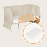 Patut co-sleeper, Lionelo, Thomi Plus, 5 in 1, Multifunctional, Sustine pana la 9 kg ca patut, 15 kg tarc de joaca, 100 kg canapea, Inaltime reglabila in 7 pozitii, De la nastere pana la 4 ani, Cu 2 saltele din spuma T25, 94x70x77-93,5 cm, Bej