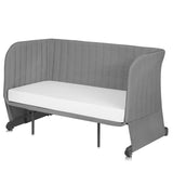 Patut co-sleeper, Lionelo, Thomi Plus, 5 in 1, Multifunctional, Sustine pana la 9 kg ca patut, 15 kg tarc de joaca, 100 kg canapea, Inaltime reglabila in 7 pozitii, De la nastere pana la 4 ani, Cu 2 saltele din spuma T25, 94x70x77-93,5 cm, Gri