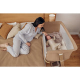 Patut co-sleeper, Lionelo, Thomi Plus, 5 in 1, Multifunctional, Sustine pana la 9 kg ca patut, 15 kg tarc de joaca, 100 kg canapea, Inaltime reglabila in 7 pozitii, De la nastere pana la 4 ani, Cu 2 saltele din spuma T25, 94x70x77-93,5 cm, Maro