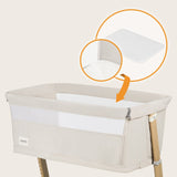 Patut co-sleeper, Lionelo, Thomi Plus, 5 in 1, Multifunctional, Sustine pana la 9 kg ca patut, 15 kg tarc de joaca, 100 kg canapea, Inaltime reglabila in 7 pozitii, De la nastere pana la 4 ani, Cu 2 saltele din spuma T25, 94x70x77-93,5 cm, Bej