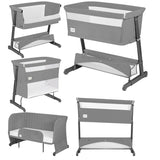 Patut co-sleeper, Lionelo, Thomi Plus, 5 in 1, Multifunctional, Sustine pana la 9 kg ca patut, 15 kg tarc de joaca, 100 kg canapea, Inaltime reglabila in 7 pozitii, De la nastere pana la 4 ani, Cu 2 saltele din spuma T25, 94x70x77-93,5 cm, Gri