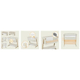 Patut co-sleeper, Lionelo, Thomi Plus, 5 in 1, Multifunctional, Sustine pana la 9 kg ca patut, 15 kg tarc de joaca, 100 kg canapea, Inaltime reglabila in 7 pozitii, De la nastere pana la 4 ani, Cu 2 saltele din spuma T25, 94x70x77-93,5 cm, Bej