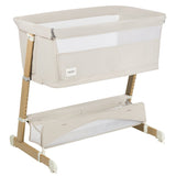 Patut co-sleeper, Lionelo, Thomi Plus, 5 in 1, Multifunctional, Sustine pana la 9 kg ca patut, 15 kg tarc de joaca, 100 kg canapea, Inaltime reglabila in 7 pozitii, De la nastere pana la 4 ani, Cu 2 saltele din spuma T25, 94x70x77-93,5 cm, Bej