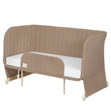 Patut co-sleeper, Lionelo, Thomi Plus, 5 in 1, Multifunctional, Sustine pana la 9 kg ca patut, 15 kg tarc de joaca, 100 kg canapea, Inaltime reglabila in 7 pozitii, De la nastere pana la 4 ani, Cu 2 saltele din spuma T25, 94x70x77-93,5 cm, Maro