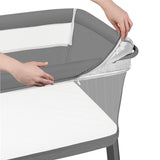 Patut co-sleeper, Lionelo, Thomi Plus, 5 in 1, Multifunctional, Sustine pana la 9 kg ca patut, 15 kg tarc de joaca, 100 kg canapea, Inaltime reglabila in 7 pozitii, De la nastere pana la 4 ani, Cu 2 saltele din spuma T25, 94x70x77-93,5 cm, Gri