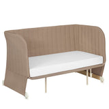 Patut co-sleeper, Lionelo, Thomi Plus, 5 in 1, Multifunctional, Sustine pana la 9 kg ca patut, 15 kg tarc de joaca, 100 kg canapea, Inaltime reglabila in 7 pozitii, De la nastere pana la 4 ani, Cu 2 saltele din spuma T25, 94x70x77-93,5 cm, Maro