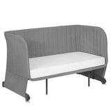 Patut co-sleeper, Lionelo, Thomi Plus, 5 in 1, Multifunctional, Sustine pana la 9 kg ca patut, 15 kg tarc de joaca, 100 kg canapea, Inaltime reglabila in 7 pozitii, De la nastere pana la 4 ani, Cu 2 saltele din spuma T25, 94x70x77-93,5 cm, Gri