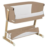 Patut co-sleeper, Lionelo, Thomi Plus, 5 in 1, Multifunctional, Sustine pana la 9 kg ca patut, 15 kg tarc de joaca, 100 kg canapea, Inaltime reglabila in 7 pozitii, De la nastere pana la 4 ani, Cu 2 saltele din spuma T25, 94x70x77-93,5 cm, Maro