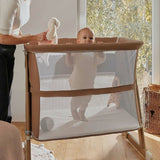 Patut co-sleeper, Lionelo, Thomi Plus, 5 in 1, Multifunctional, Sustine pana la 9 kg ca patut, 15 kg tarc de joaca, 100 kg canapea, Inaltime reglabila in 7 pozitii, De la nastere pana la 4 ani, Cu 2 saltele din spuma T25, 94x70x77-93,5 cm, Bej