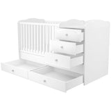 Patut copii transformabil din lemn cu 5 sertare Hubners Matei Maxi Kombi 120x70 cm alb