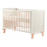 Patut din lemn bebe, 120x60 cm, Transformabil, Cu bariera de siguranta, Din lemn de pin si mdf, Cu sina speciala pentru dentitie, Stabil si rezistent, White, FreeON, Ava