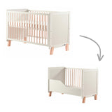 Patut din lemn bebe, 120x60 cm, Transformabil, Cu bariera de siguranta, Din lemn de pin si mdf, Stabil si rezistent, White, FreeON, Ava