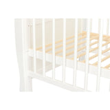 Patut din lemn bebe, 120x60 cm, Cu sina speciala pentru dentitie, Multifunctional, EN716-1, EN716-2, Alb, Qmini, Julia + Saltea 10 cm