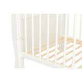 Patut din lemn bebe, 120x60 cm, Cu sina speciala pentru dentitie, Multifunctional, EN716-1, EN716-2, Alb, Qmini, Julia + Saltea 12 cm