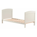 Patut din lemn bebe, 120x60 cm, Transformabil pentru bebe si junior, Din lemn de pin si mdf, Cu sina speciala pentru dentitie, Stabil si rezistent, White, FreeON, Lory