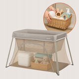 Patut multifunctional, Lionelo, Alice, 3 in 1, 2 trepte de inaltime pentru saltea, Pliabil, Material rezistent Oxford 300D, Cu iesire laterala, Geanta de transport, Pana 15 kg, 0 luni+, 104×70×74 cm, Bej