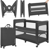 Patut multifunctional, Lionelo, Patty, 5 in 1, 0- 36 luni, Co-sleeper, Tarc de joaca, Patut de calatorie, Laterala rabatabila, 2 trepte reglare saltea, Roti, Husa transport inclusa, Gri