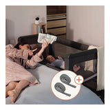 Patut multifunctional, Lionelo, Patty, 5 in 1, 0- 36 luni, Co-sleeper, Tarc de joaca, Patut de calatorie, Laterala rabatabila, 2 trepte reglare saltea, Roti, Husa transport inclusa, Gri