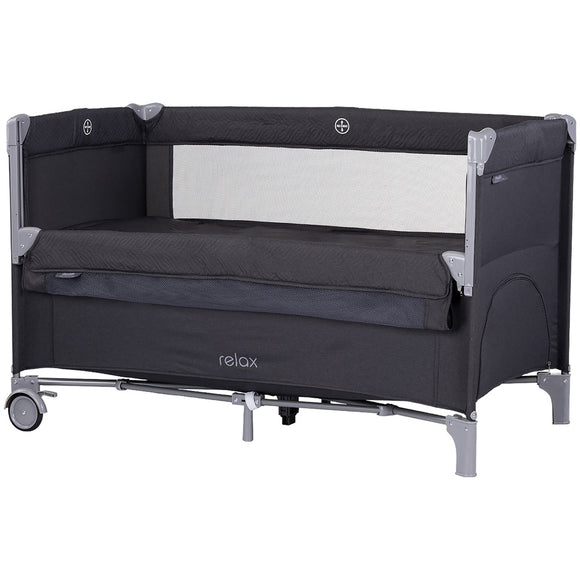 Patut pliabil Chipolino Relax anthracite linen cu laterala culisanta