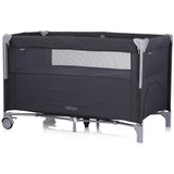 Patut pliabil Chipolino Relax anthracite linen cu laterala culisanta