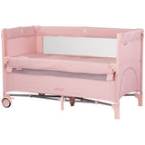 Patut pliabil Chipolino Relax pink marshmallow linen cu laterala culisanta