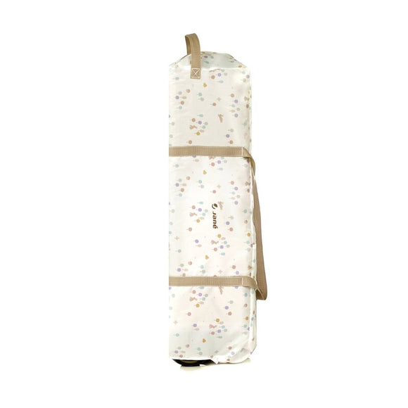 Patut pliant, Jane, Duo Level, Cu roti, Cu arcada cu jucarii, Geanta de transport, Cu doua nivele, Conform standardelor europene EN 716-1:2017+AC:2019EN 16890:2017 + A1:2021, Iris