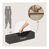 Patut pliant, Lionelo, Amelie, Cu intrare laterala, 100.5×70.5 cm, Include salteluta, roti, geanta pentru transport, Constructie usoara- 7 kg, Cadru stabil din otel, Negru