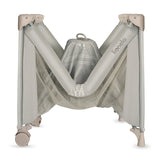 Patut pliant, Lionelo, Amelie, Cu intrare laterala, 100.5×70.5 cm, Include salteluta, roti, geanta pentru transport, Constructie usoara- 7 kg, Cadru stabil din otel, Bej