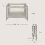 Patut pliant, Lionelo, Amelie, Cu intrare laterala, 100.5×70.5 cm, Include salteluta, roti, geanta pentru transport, Constructie usoara- 7 kg, Cadru stabil din otel, Bej