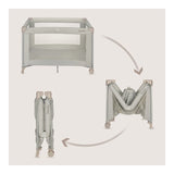 Patut pliant, Lionelo, Amelie, Cu intrare laterala, 100.5×70.5 cm, Include salteluta, roti, geanta pentru transport, Constructie usoara- 7 kg, Cadru stabil din otel, Bej