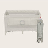 Patut pliant, Lionelo, Flower, Cu doua nivele, Cu arcada, Geanta transport, Masuta de infasat, Bara cu jucarii, Fereastra laterala, 120x60 cm, Conform cu standardele europeane de securitate EN 716 si EN12221, Cappuccino