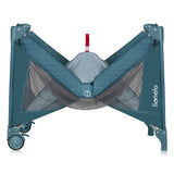 Patut pliant, Lionelo, Flower, Cu doua nivele, Cu arcada, Geanta transport, Masuta de infasat, Bara cu jucarii, Fereastra laterala, 120x60 cm, Conform cu standardele europeane de securitate EN 716 si EN12221, Verde