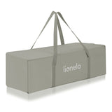 Patut pliant, Lionelo, Flower, Cu doua nivele, Cu arcada, Geanta transport, Masuta de infasat, Bara cu jucarii, Fereastra laterala, 120x60 cm, Conform cu standardele europeane de securitate EN 716 si EN12221, Cappuccino
