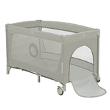 Patut pliant, Lionelo, Flower, Cu doua nivele, Cu arcada, Geanta transport, Masuta de infasat, Bara cu jucarii, Fereastra laterala, 120x60 cm, Conform cu standardele europeane de securitate EN 716 si EN12221, Cappuccino