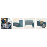 Patut pliant, Lionelo, Flower, Cu doua nivele, Cu arcada, Geanta transport, Masuta de infasat, Bara cu jucarii, Fereastra laterala, 120x60 cm, Conform cu standardele europeane de securitate EN 716 si EN12221, Verde