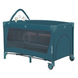 Patut pliant, Lionelo, Flower, Cu doua nivele, Cu arcada, Geanta transport, Masuta de infasat, Bara cu jucarii, Fereastra laterala, 120x60 cm, Conform cu standardele europeane de securitate EN 716 si EN12221, Verde