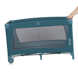 Patut pliant, Lionelo, Flower, Cu doua nivele, Cu arcada, Geanta transport, Masuta de infasat, Bara cu jucarii, Fereastra laterala, 120x60 cm, Conform cu standardele europeane de securitate EN 716 si EN12221, Verde