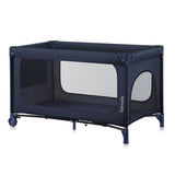 Patut pliant, Lionelo, Jasmin Easy Fold, Pana la 15 kg, Usor de pliat, Cu doua nivele, Cu saltea ergonomica T25, Cu intrare laterala cu fermoar, 2 roti cu frana, 123 x 67 cm, Conform cu EN 716, 0-36 luni, Albastru